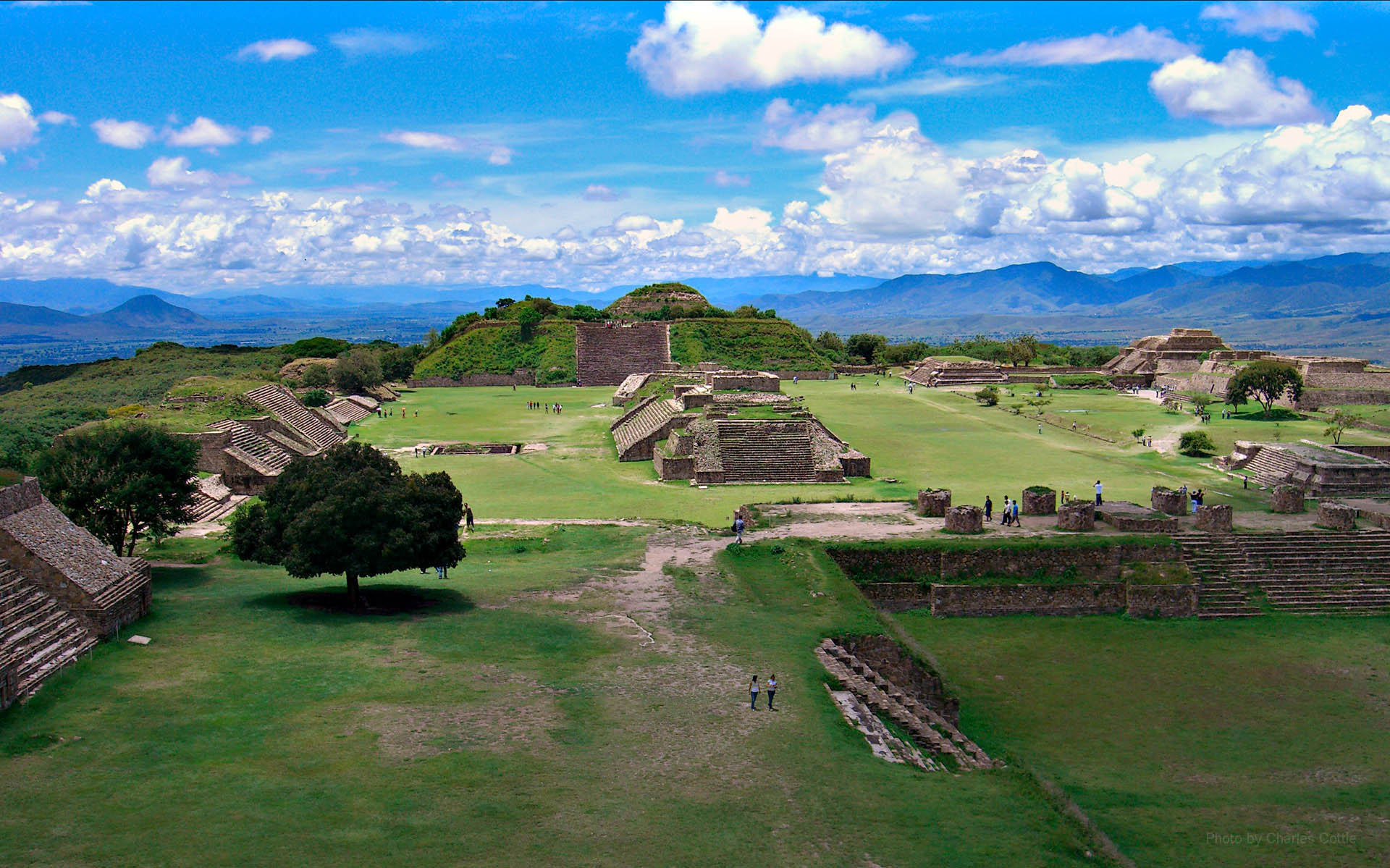 A view from on high above Monte Albán, one of the major archaeological sites in Mesoamerica.